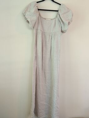 Solai The Label Light Cream Puff-Sleeve Maxi Dress
